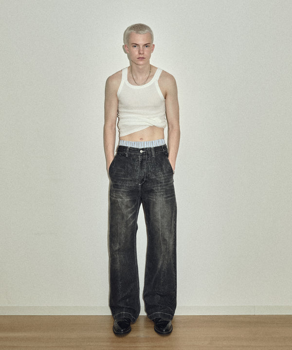 SHINING FADED DENIM PANTS "BLACK"