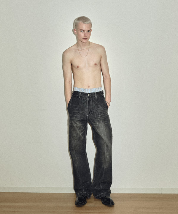 SHINING FADED DENIM PANTS "BLACK"