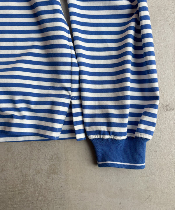 LONG SLEEVE BORDER POLO SHIRT "BLUE"