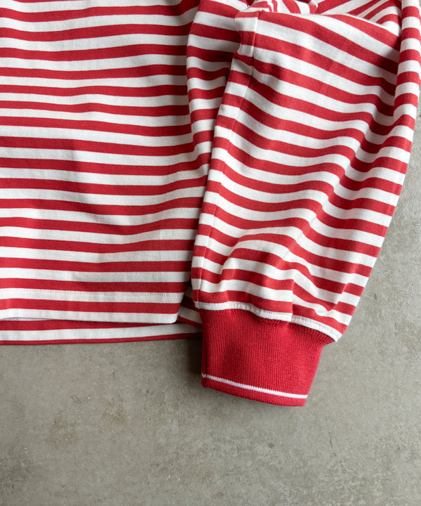 LONG SLEEVE BORDER POLO SHIRT "RED"