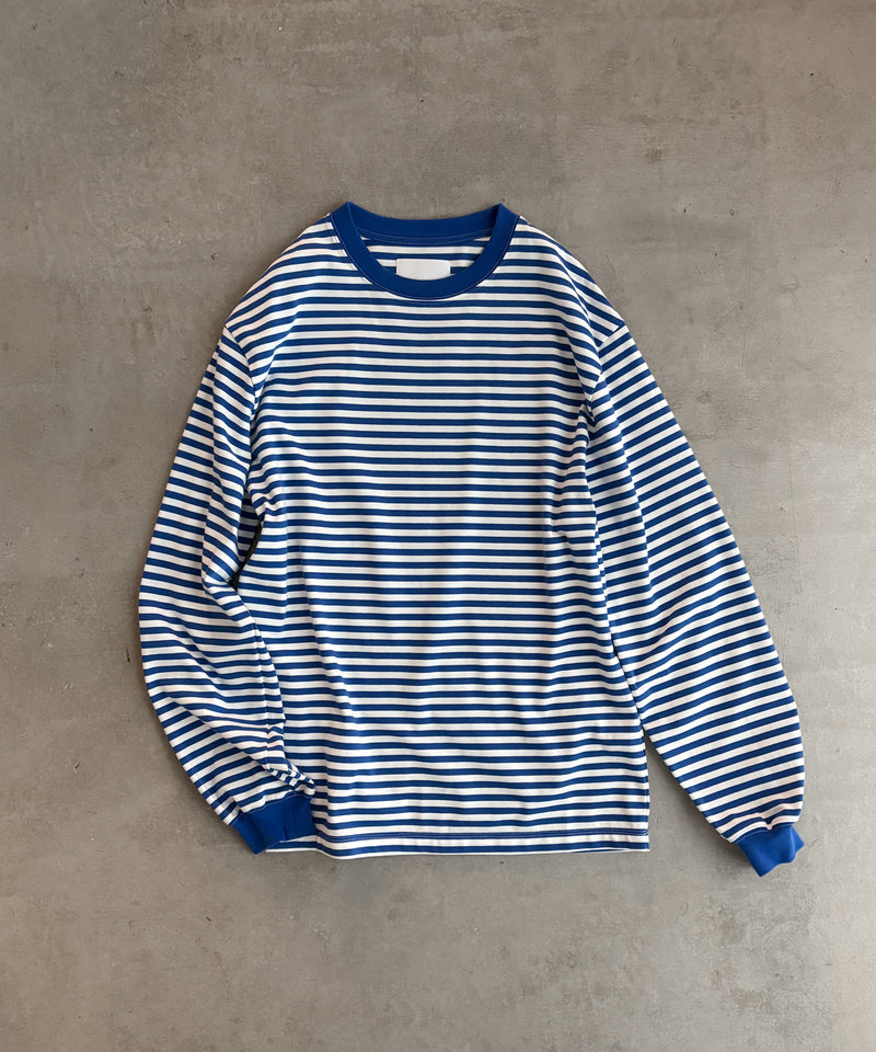 LONG SLEEVE BORDER T-SHIRT "BLUE"