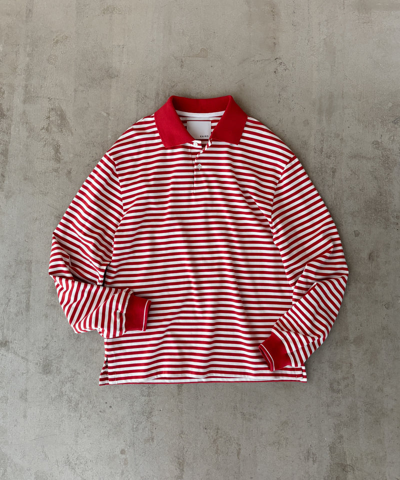 LONG SLEEVE BORDER POLO SHIRT 