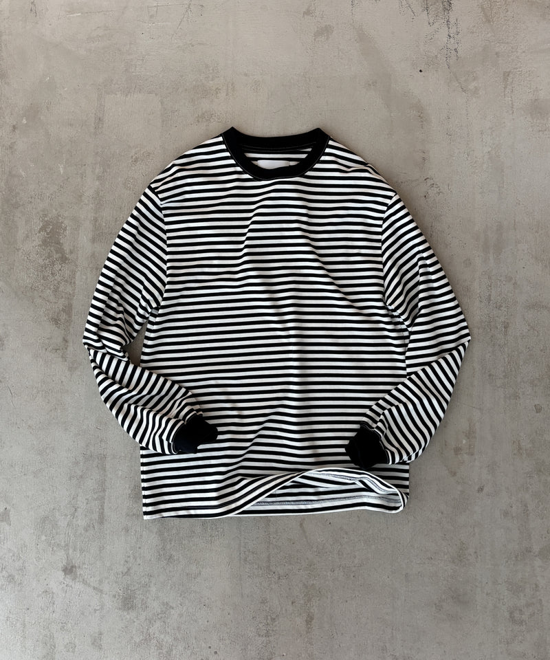 LONG SLEEVE BORDER T-SHIRT "BLACK"