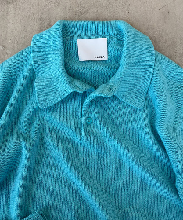 KNIT POLO SHIRT "S.BLUE"