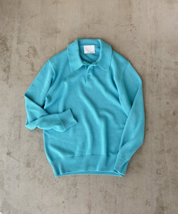 KNIT POLO SHIRT "S.BLUE"