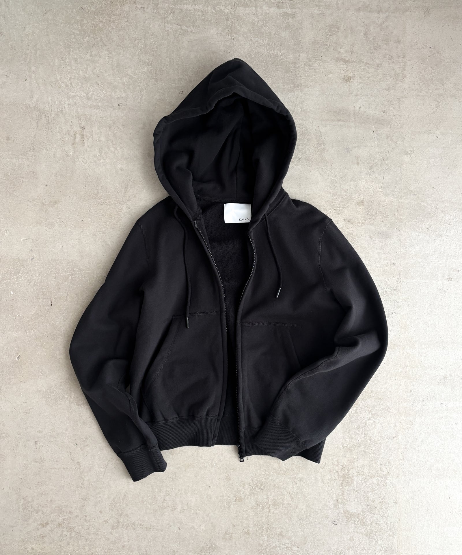KAIKO黒ナイロンジャケット ジップアップ DOUBLE ZIP PARKA 