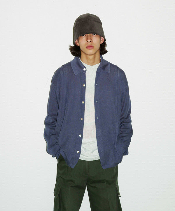 「OUT STOCK」 BOX KNIT SHIRT "S.BLUE"