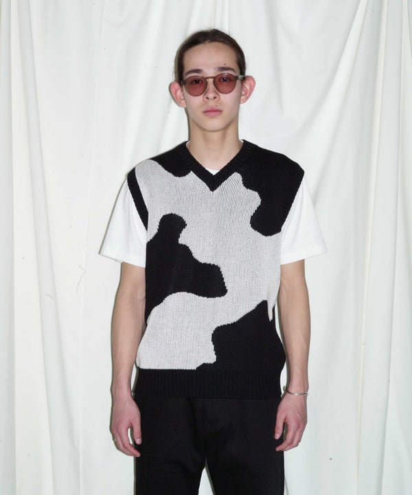 「OUT STOCK」 MIMICRY KNIT VEST "BLACK/WHITE"